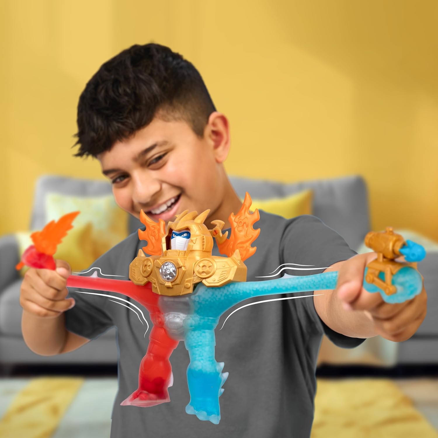 Heroes of Goo Jit Zu Goo-Tron Supreme Combines The Power of Blazagon, Pantaro & Thrash in 1 Ultimate Hero, with 3 Different Goo Fillings, 35+ Phrases & Lights, Face Swap & Triple Attack Feature - Image 4
