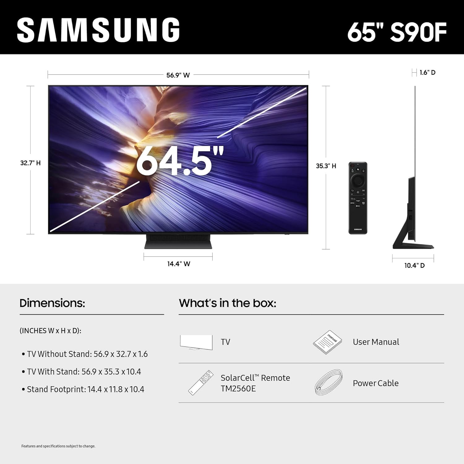 SAMSUNG 65-Inch Class OLED S90F 4K Smart TV (2025 Model) NQ4 AI Gen3 Processor, 4K AI Upscaling Pro, OLED HDR +, Motion Xcelerator 144Hz, Samsung Vision AI, Alexa Built-in - Image 2
