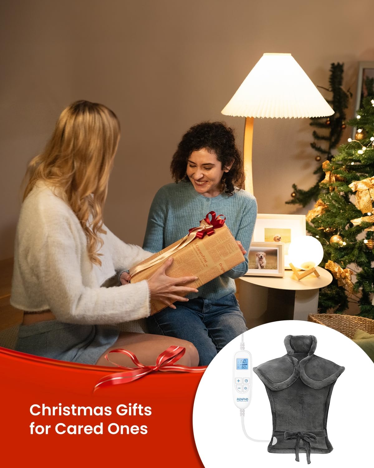 RENPHO Electric Heating Pad for Back, Birthday Christmas Gifts for Women Men Mom Dad Elderly, FSA Eligible Items Only List, Large Heat Pad for Neck Shoulders, 24"x33", ETL Certified, Gray - Image 2