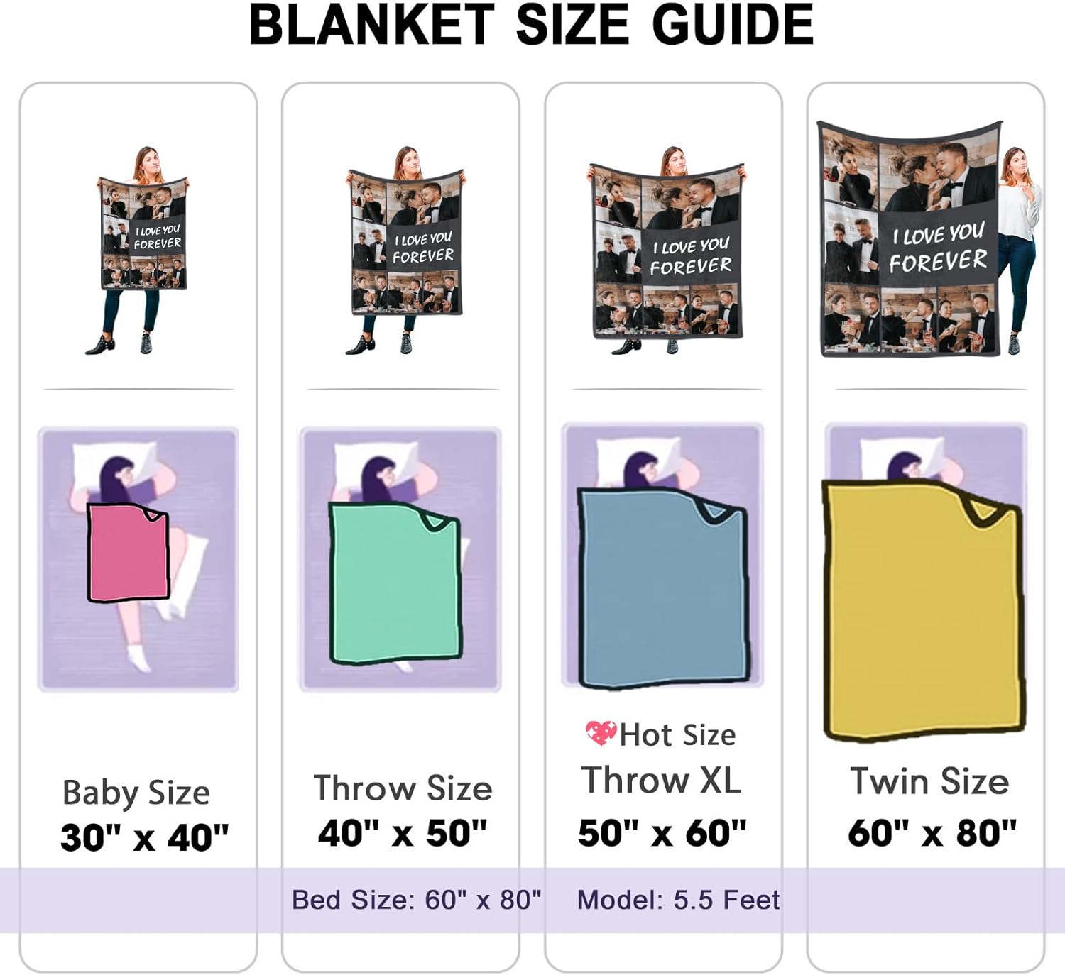 DayOfShe Ships Next Day Photo Blanket Gifts for Wife, Custom Blankets as Girlfriend Boyfriend Gifts- to My Wife Blanket Gifts from Husband, Couples Gifts - Image 5