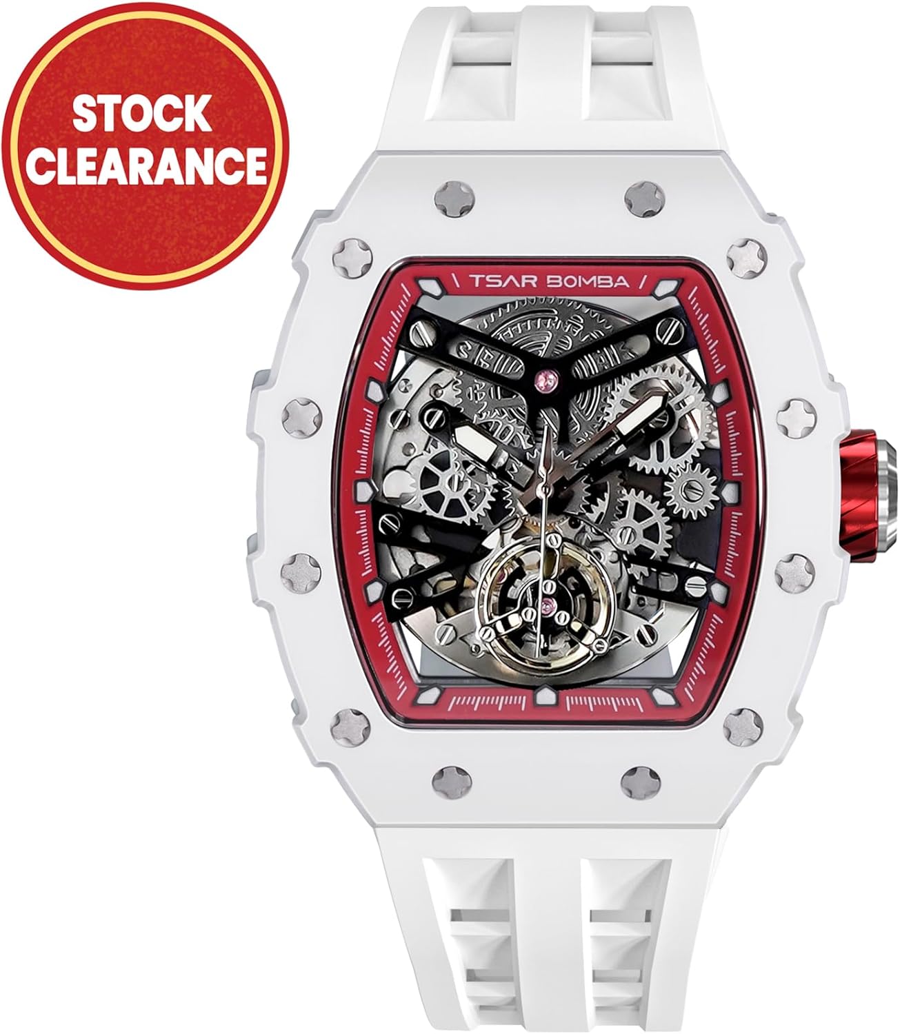 TSAR BOMBA Luxury Mens Automatic Mechanical Watches - Japanese Movement Sapphire Glass - 50M Waterproof Men's Watch - Square Wrist Watches Silicone Band Luminous Elegant Gifts for Men - Image 2
