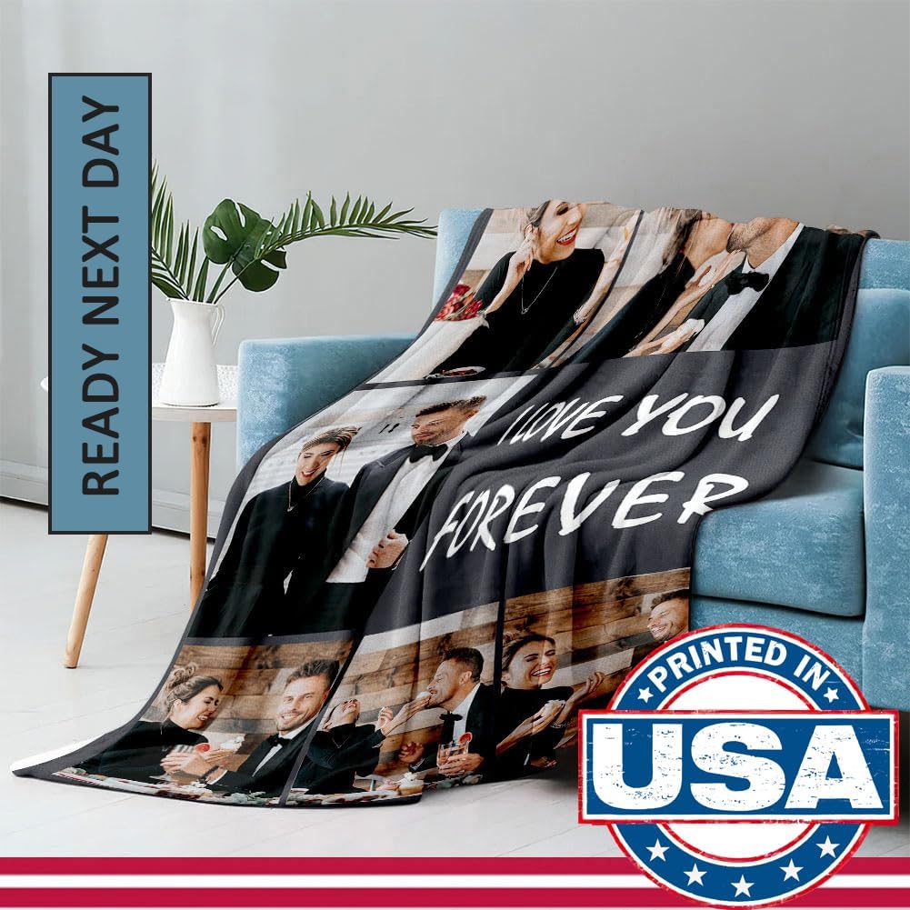 DayOfShe Ships Next Day Photo Blanket Gifts for Wife, Custom Blankets as Girlfriend Boyfriend Gifts- to My Wife Blanket Gifts from Husband, Couples Gifts - Image 2