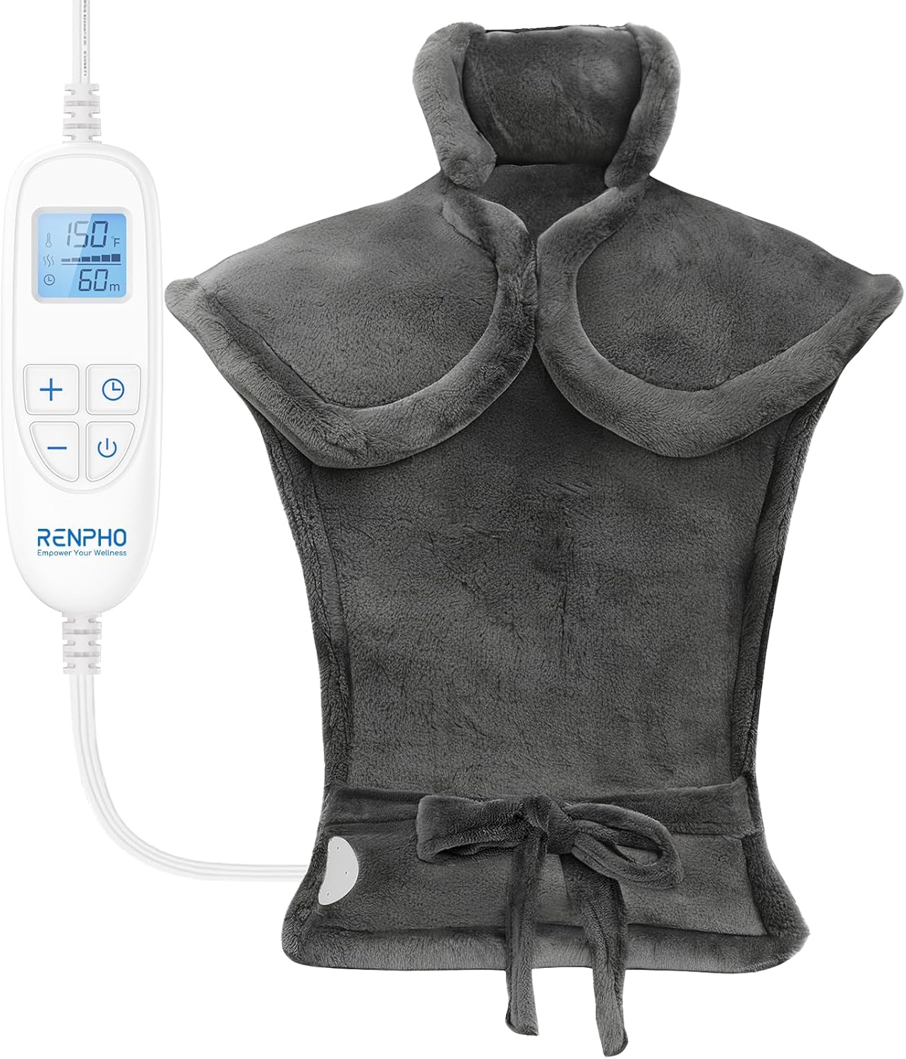 RENPHO Electric Heating Pad for Back, Birthday Christmas Gifts for Women Men Mom Dad Elderly, FSA Eligible Items Only List, Large Heat Pad for Neck Shoulders, 24"x33", ETL Certified, Gray