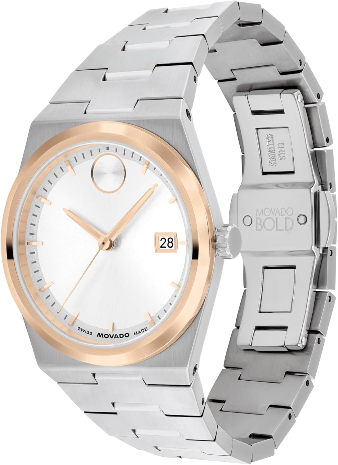 Movado Bold Quest Women's Luxury Quartz Watch - Swiss Movement, Stainless Steel Bracelet, Water Resistance 50 Meters (5ATM) - Classic Timepiece - Gift for Her - 35mm - Image 2