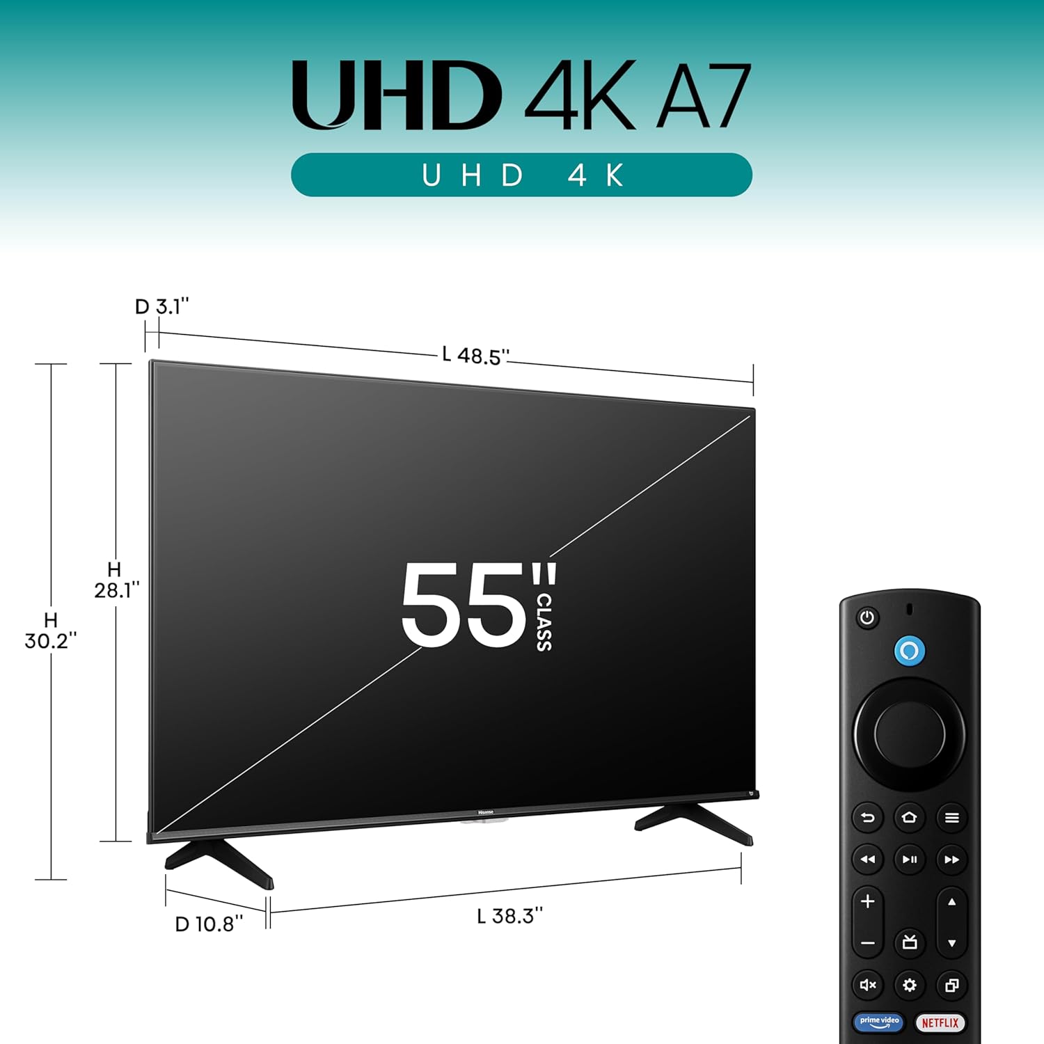 Hisense 55" Class A7 Series (55A7NF,2025 Model) 4K UHD Smart Fire TV, Voice Remote with Alexa, Wide Color Gamut, HDR10+, Dolby Vision, Dolby Atmos, Game Mode, ALLM, Stream Live TV Without Cable - Image 2