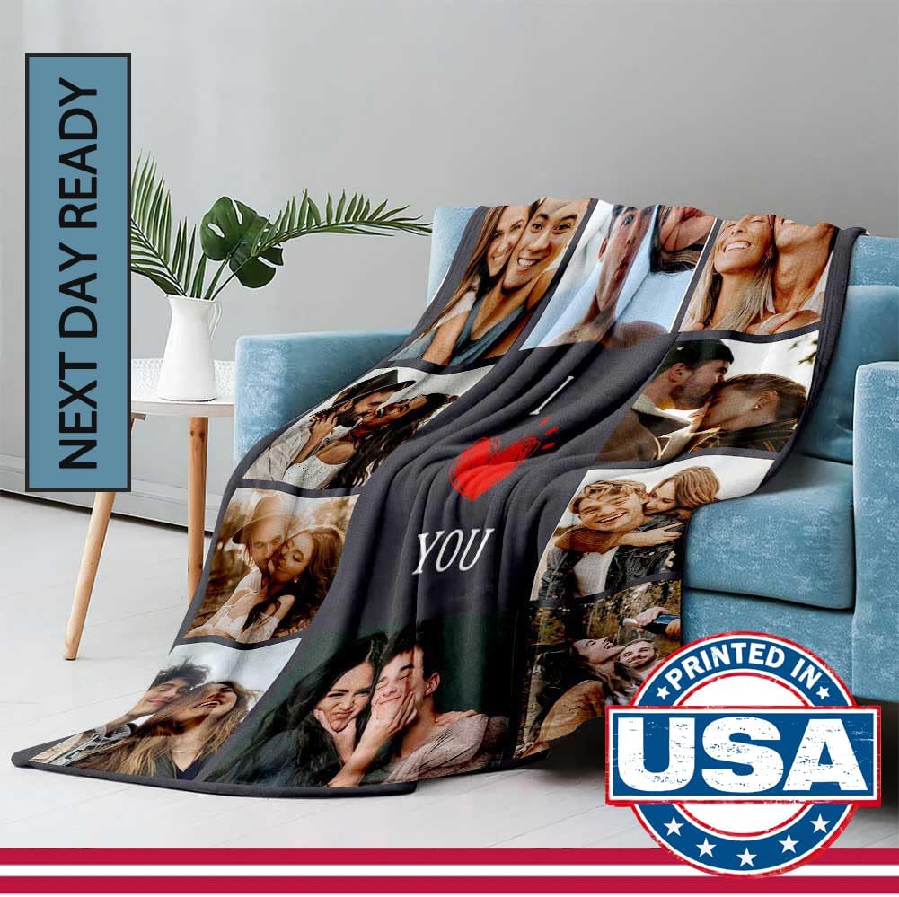 Ships Next Day, Custom Blanket with Photo I Love You Girlfriend Boyfriend Gifts, Personalized Blankets Couples Gifts Christmas Blankets Women Gifts - Image 2