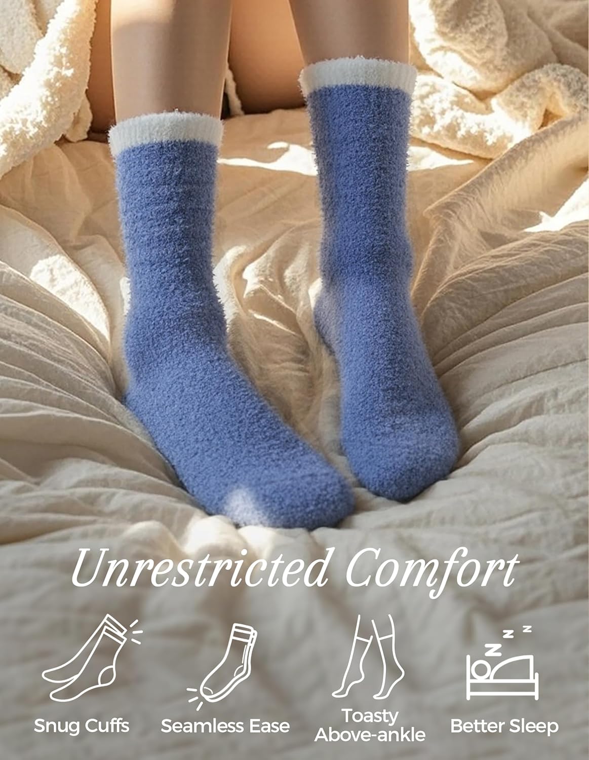 TEHOOK Warm & Cozy Gifts for Women, Stocking Stuufers, Fluffy Fuzzy Plush Sleeping Slipper Socks - Soft Warm Fabric - Image 4