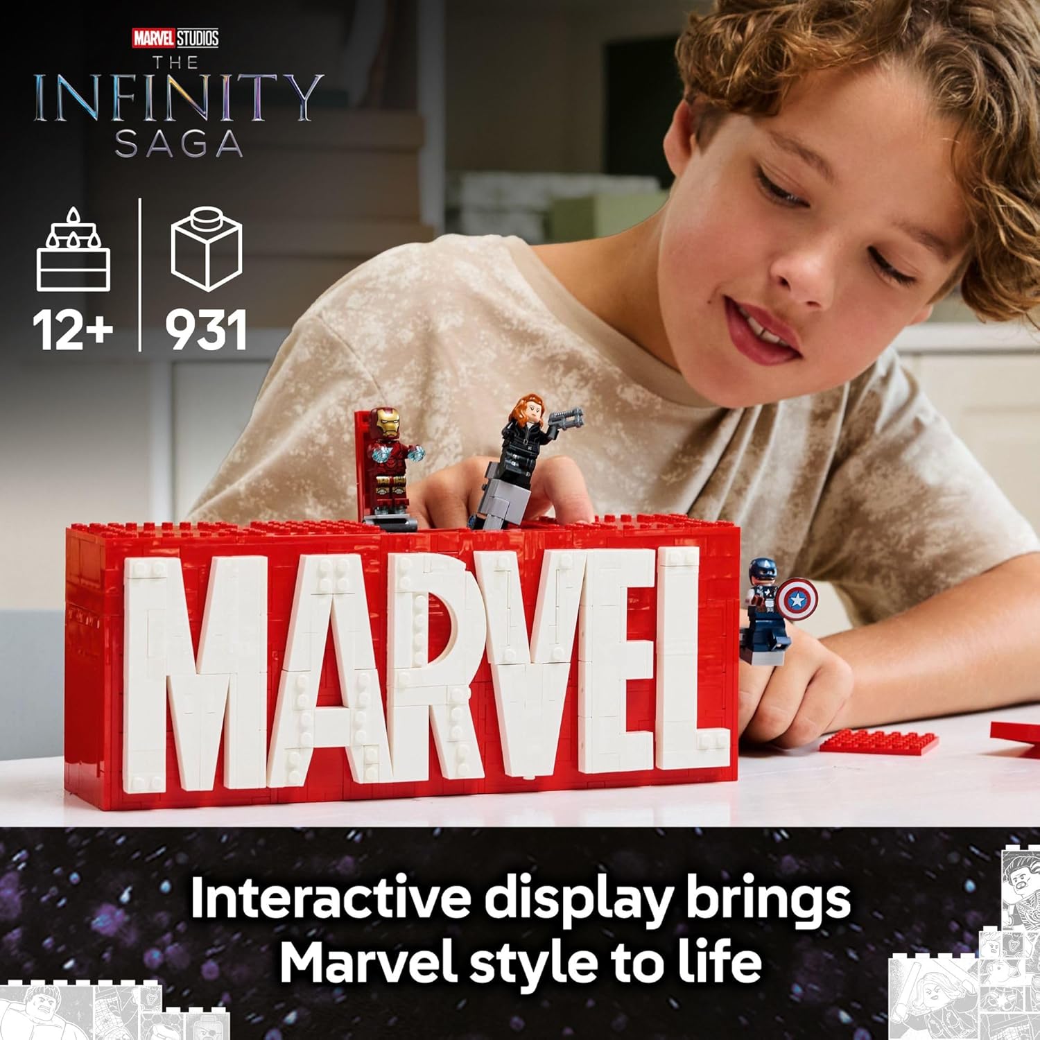 LEGO Marvel: Marvel Logo & Minifigures Building Toy - Marvel Collectible Set for Kids, Boys and Girls, Ages 12+ - Model Kit with 5 Minifigures - Gift Idea for Birthday - 76313 - Image 2