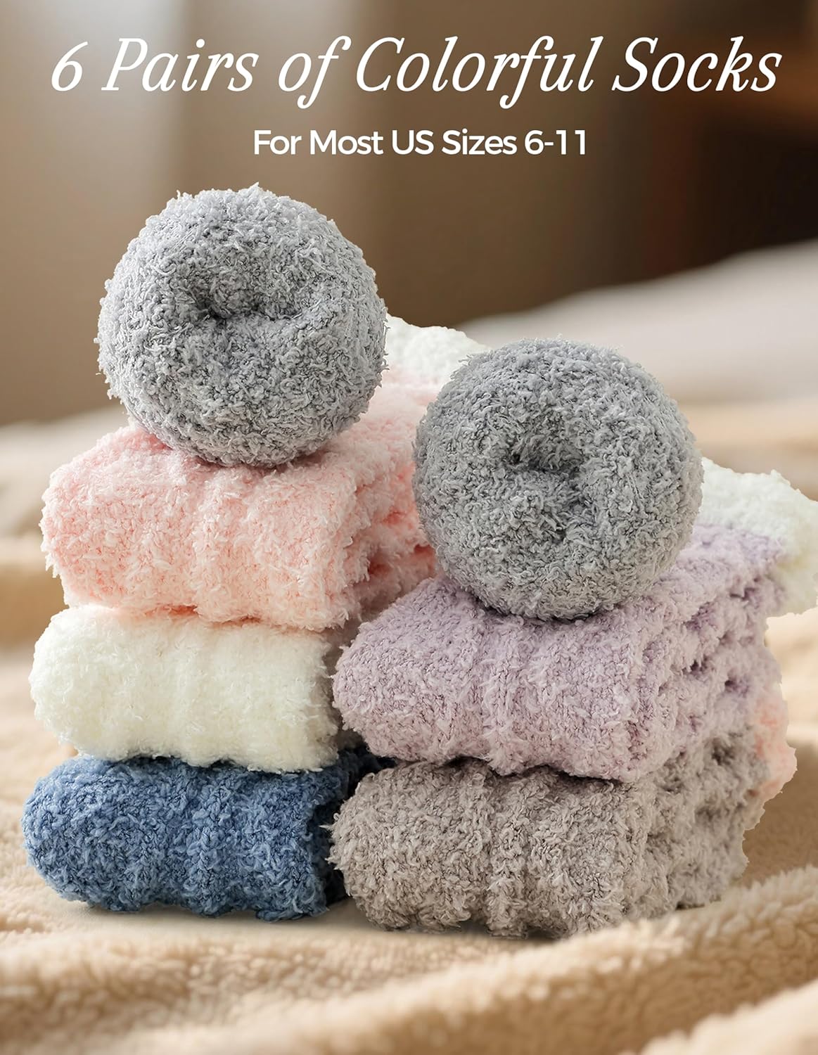 TEHOOK Warm & Cozy Gifts for Women, Stocking Stuufers, Fluffy Fuzzy Plush Sleeping Slipper Socks - Soft Warm Fabric - Image 5