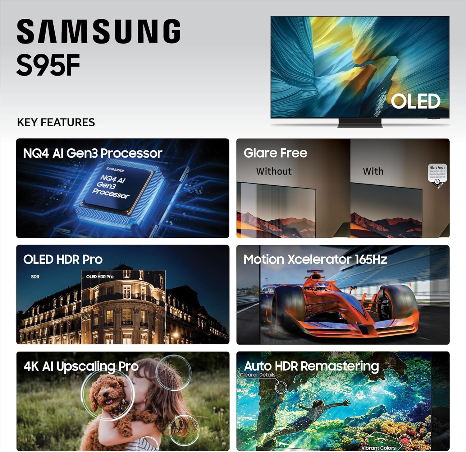 SAMSUNG 65-Inch Class OLED S95F 4K Glare Free Smart TV (2025 Model) NQ4 AI Gen3 Processor, OLED HDR Pro, Motion Xcelerator 164Hz, Dolby Atmos, Samsung Vision AI, Alexa Built-in - Image 4