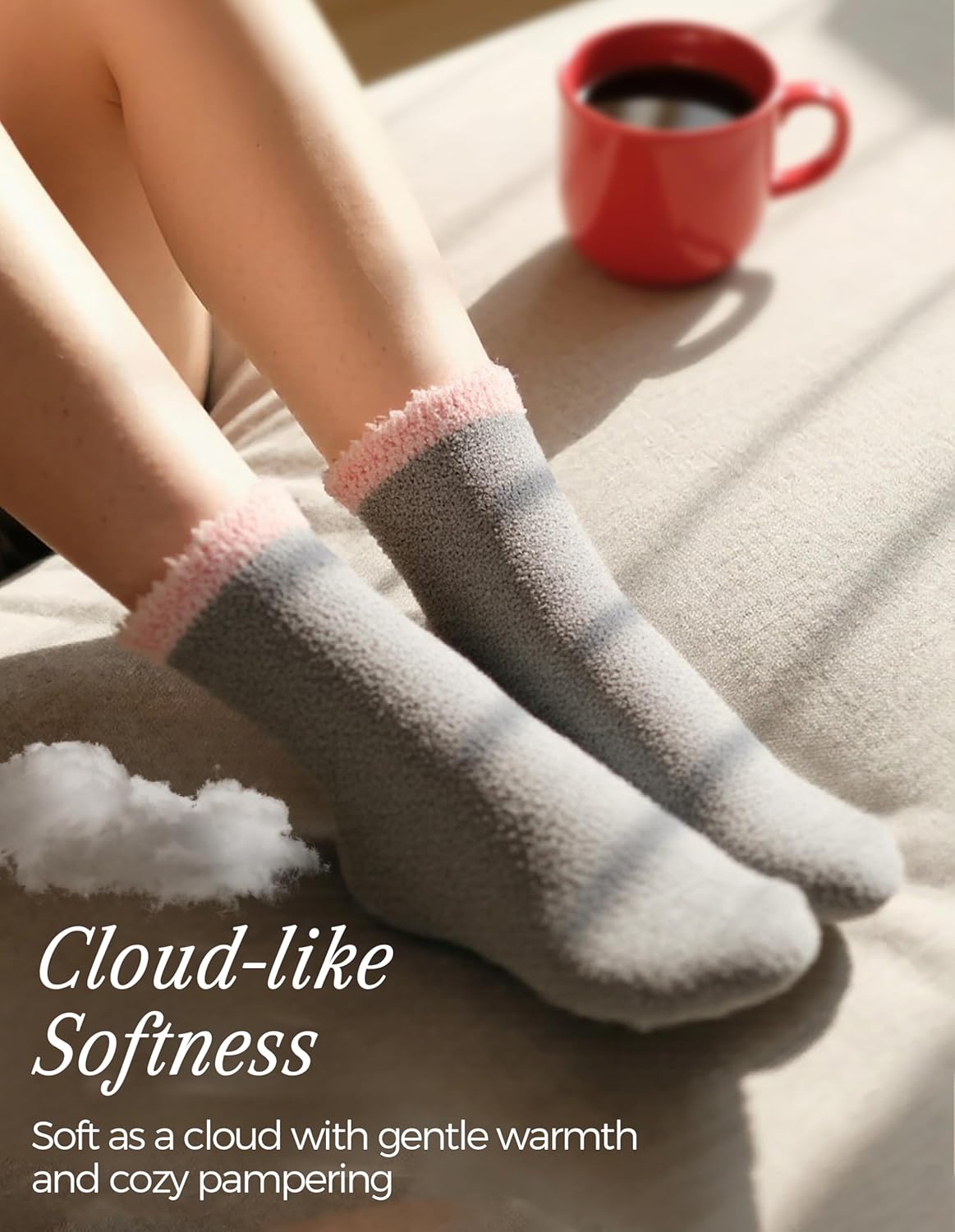 TEHOOK Warm & Cozy Gifts for Women, Stocking Stuufers, Fluffy Fuzzy Plush Sleeping Slipper Socks - Soft Warm Fabric - Image 3