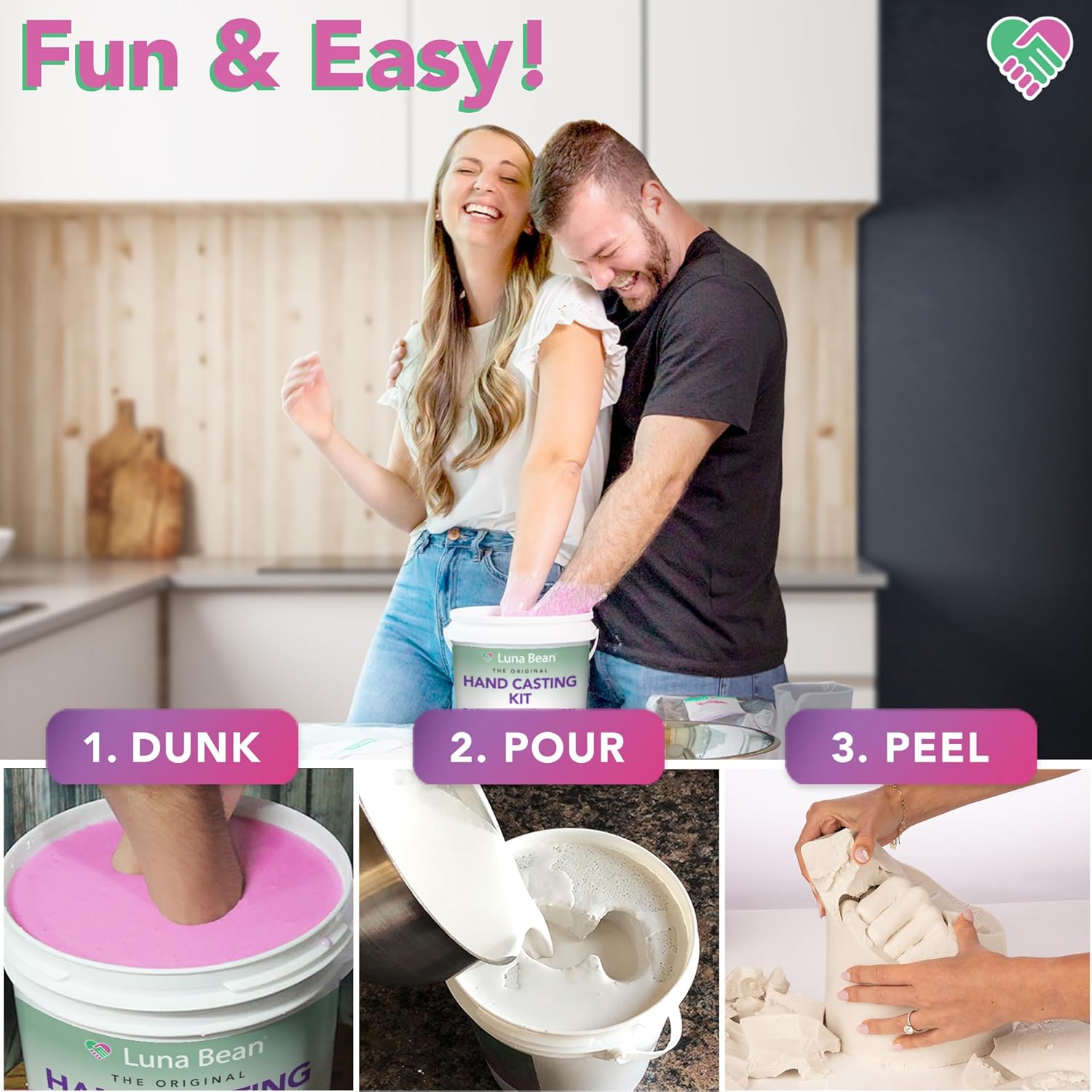 Luna Bean Hand Casting Kit – The Original Hand Mold Kit for Couples – Christmas Gifts for Women, Bridal Shower, Wedding, Engagement Gifts Her Him Anniversary Men Mom Wife Husband Boyfriend Girlfriend - Image 4