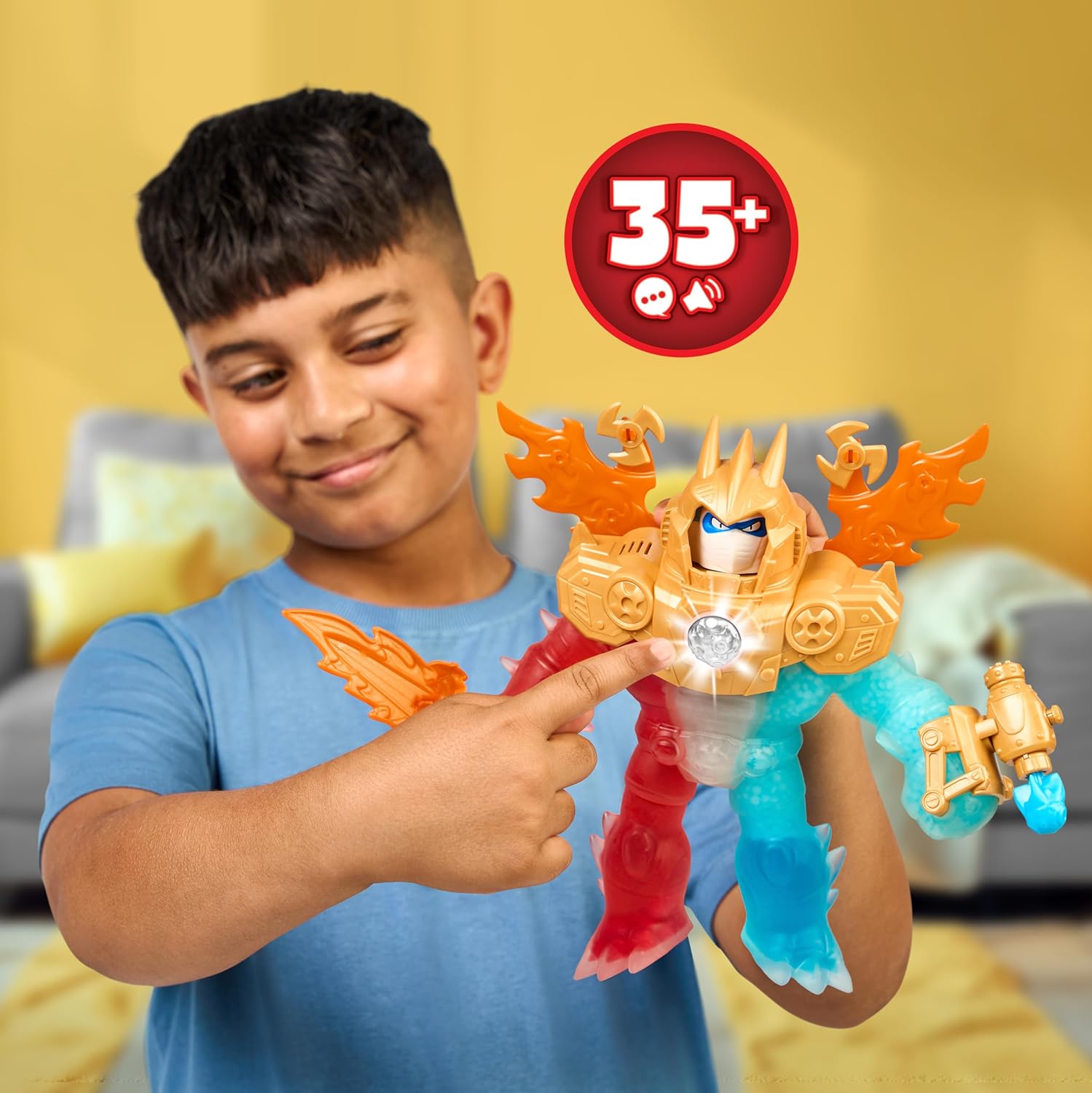Heroes of Goo Jit Zu Goo-Tron Supreme Combines The Power of Blazagon, Pantaro & Thrash in 1 Ultimate Hero, with 3 Different Goo Fillings, 35+ Phrases & Lights, Face Swap & Triple Attack Feature - Image 5