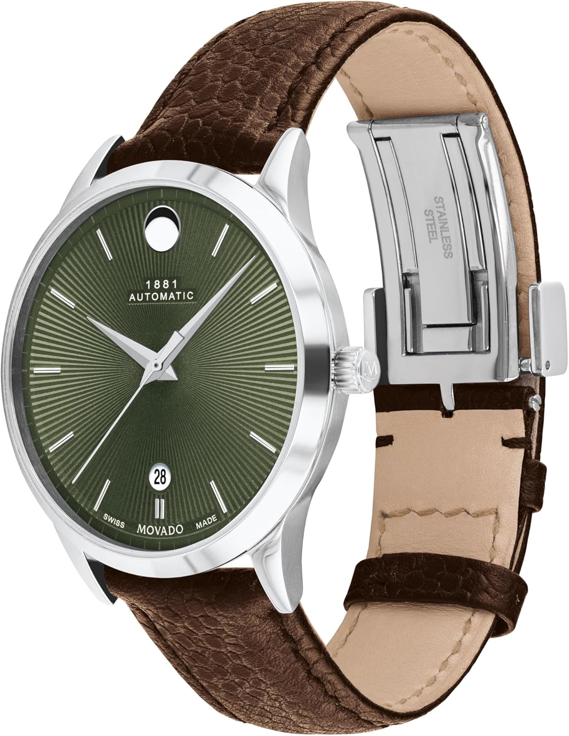 Movado 1881 Men's Automatic Swiss Watch - Self-Winding Movement, Calfskin Strap - Water Resistance 3ATM/30 Meters - Classic Luxury Mechanical Timepiece - Gift for Him - 39.5mm - Image 2