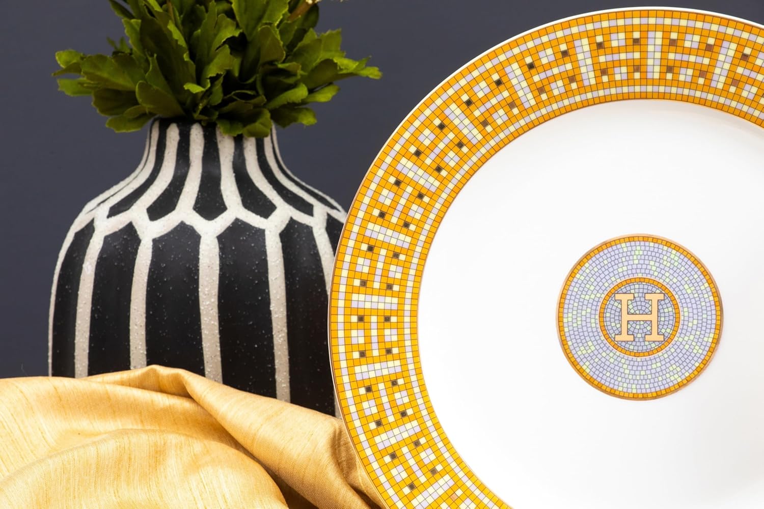White and Gold Dinnerware Set - 58 Piece 'Mosaic' Dinner Set Luxury Bone China 24K Gold Inlays for Everyday use or Formal Occasions - Image 4