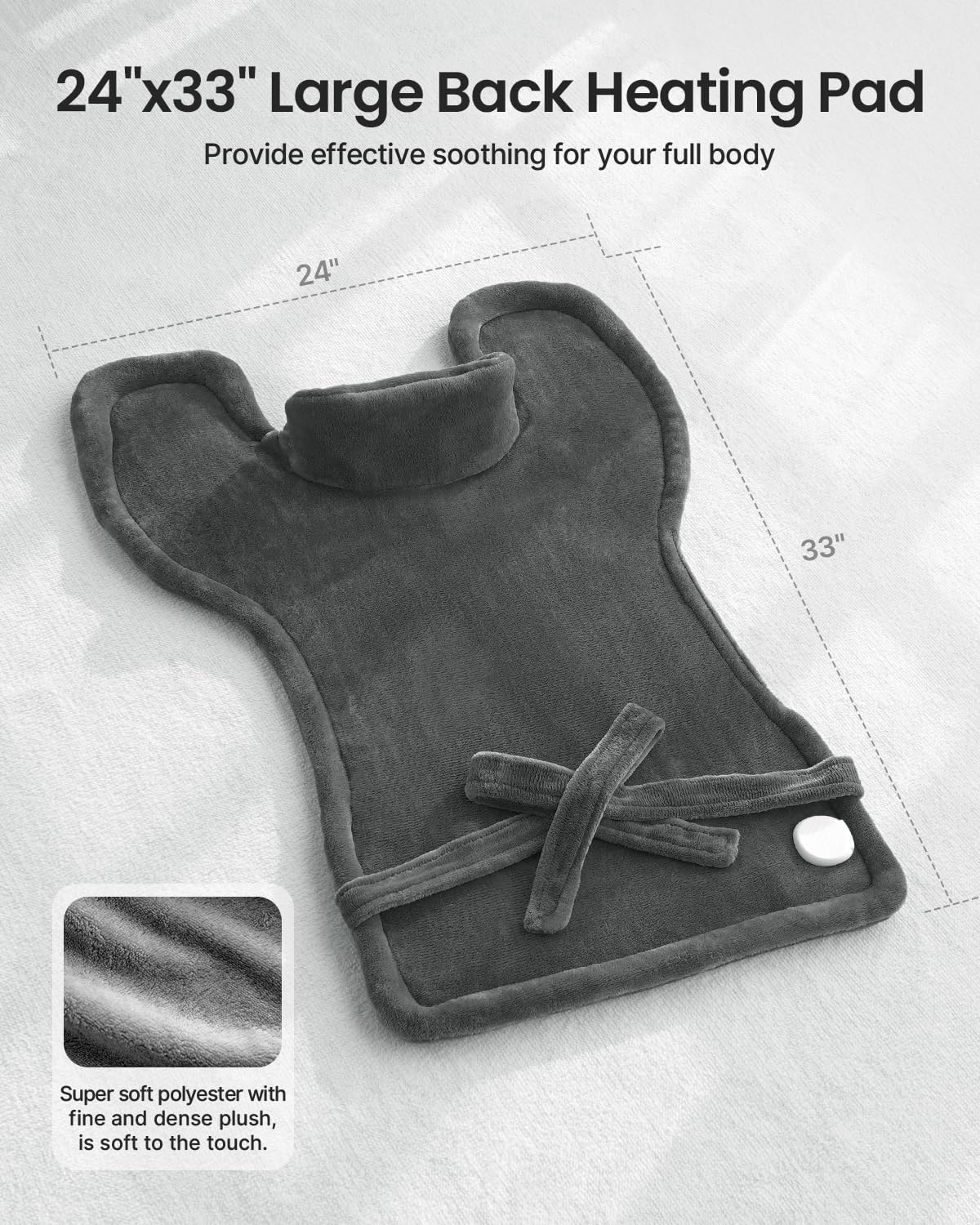 RENPHO Electric Heating Pad for Back, Birthday Christmas Gifts for Women Men Mom Dad Elderly, FSA Eligible Items Only List, Large Heat Pad for Neck Shoulders, 24"x33", ETL Certified, Gray - Image 6