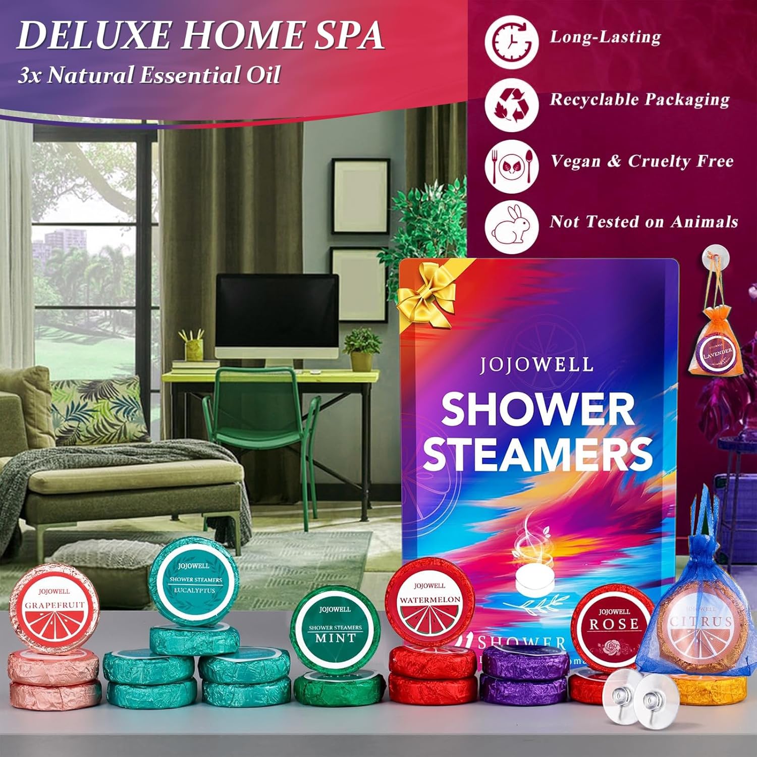 Shower Steamers Aromatherapy - 21Pcs Birthday Gifts for Women, Self Care with Natural Essential Oils Relaxation Home SPA, Womens Gifts for Christmas Stocking Stuffers for Adults, Teens, Wife, Her - Image 2