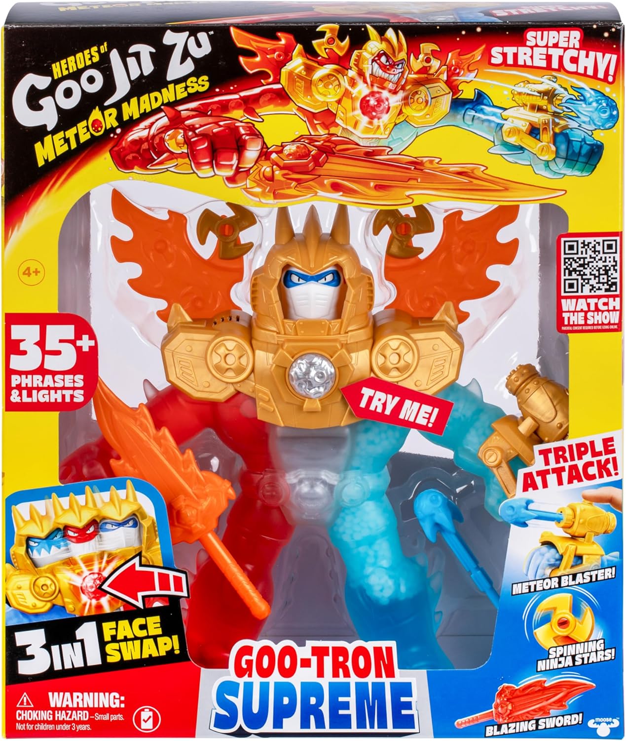 Heroes of Goo Jit Zu Goo-Tron Supreme Combines The Power of Blazagon, Pantaro & Thrash in 1 Ultimate Hero, with 3 Different Goo Fillings, 35+ Phrases & Lights, Face Swap & Triple Attack Feature - Image 8