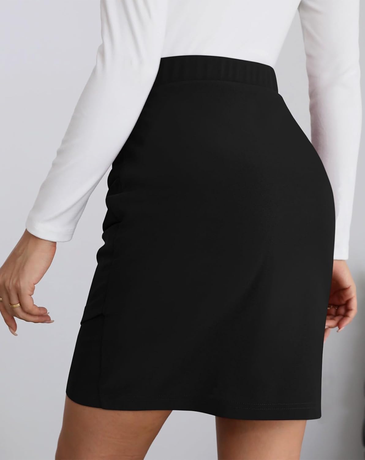 Pink Queen High Waisted Mini Skirts for Women Tulip Hem Ruched Asymmetrical Bodycon Pencil Short Skirts Date Night Outfits - Image 5