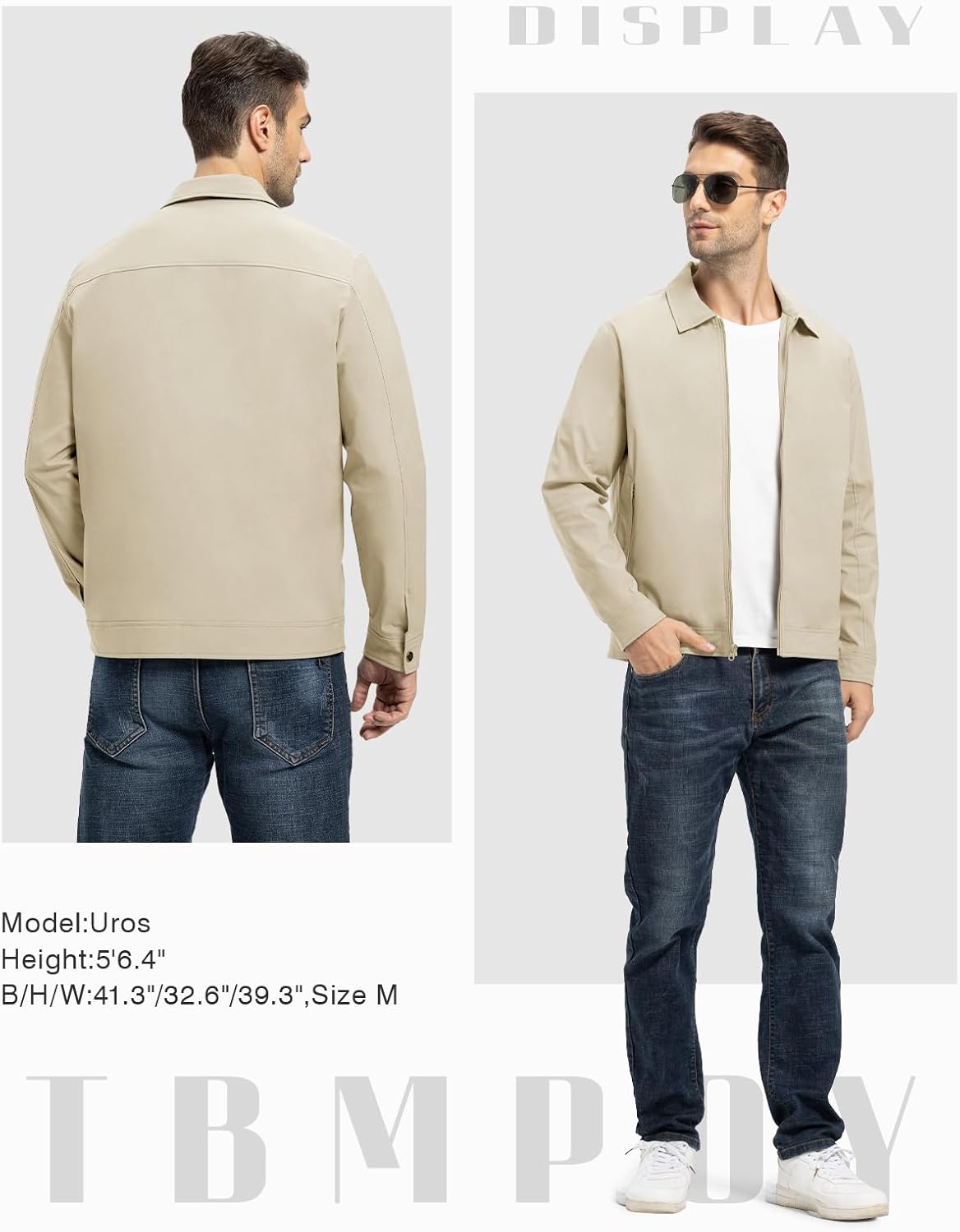 TBMPOY Mens Lightweight Jackets Light Windbreaker Full Zip Casual Work Jacket Golf Business Fall Track Coat with Pockets - Image 6