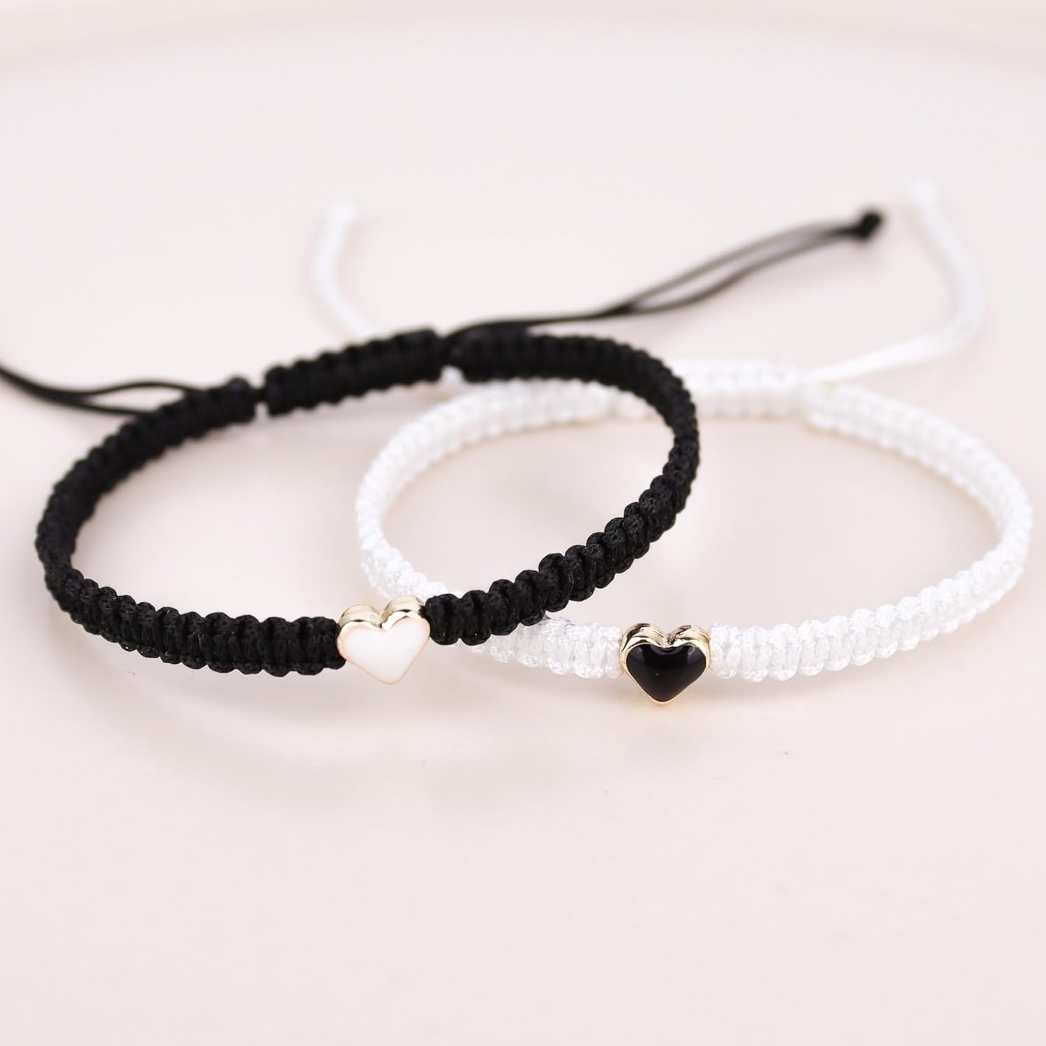 Set of 2 Colorful Heart Beaded Matching Bracelets for Couples and Friendships | Adjustable Couple Bracelets set | Friendships Bracelets set | Couples Gift for Anniversary | Best Friend Bracelets | Gift for Boyfriend Girlfriend | Valentines Gifts | Long Distance Bracelets for Partners - Image 3