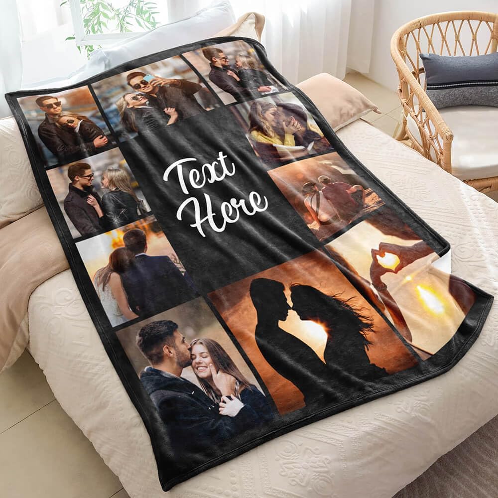 Custom Blanket Throws with Photos Text Personalized with Picture Customizable, Customize for Mom, Dad, Couple, Girlfriend, Boyfriend, Husband & Wife - Image 4