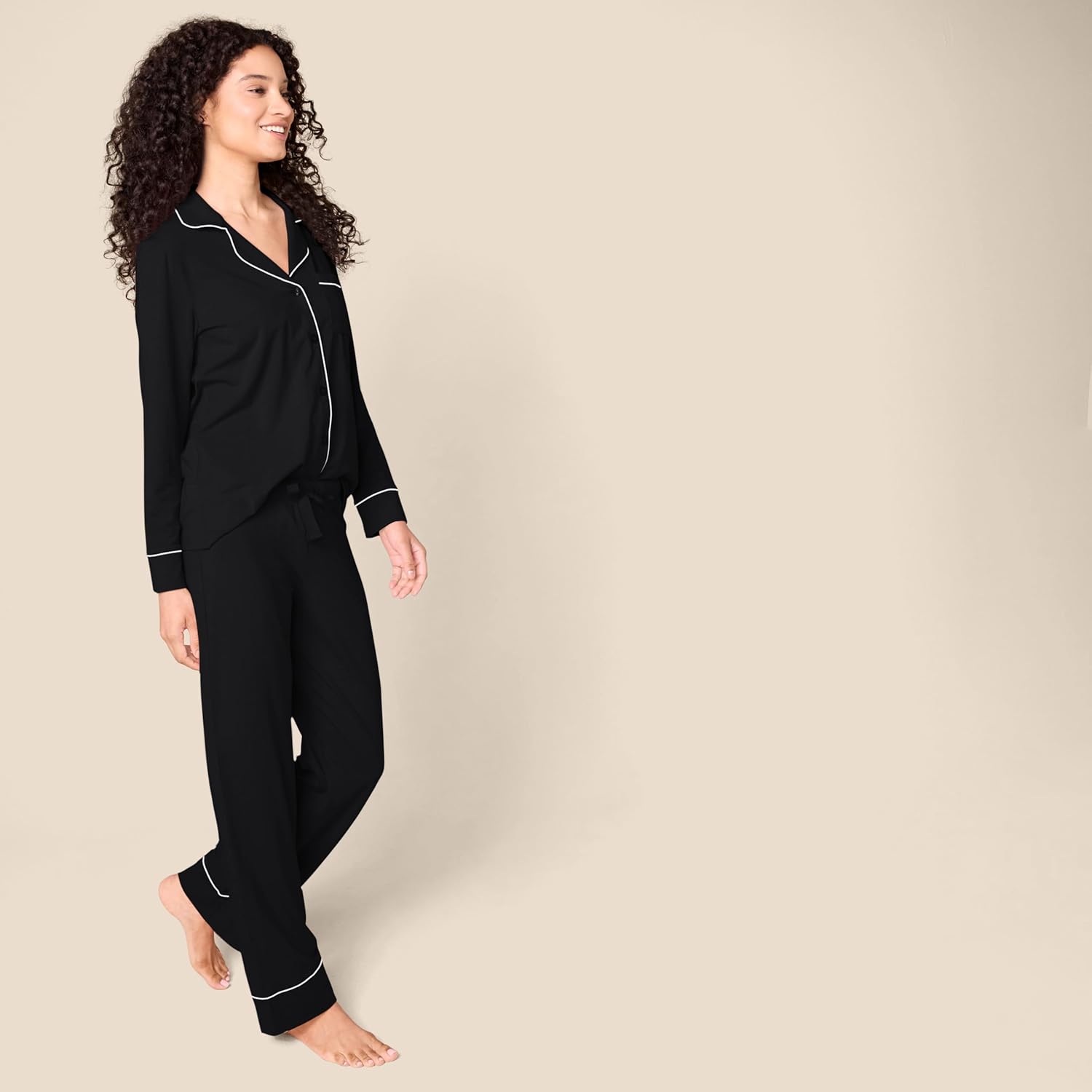 Amazon Essentials Women's Cotton Modal Long-Sleeve Shirt and Full-Length Bottom Pajama Set - Image 2