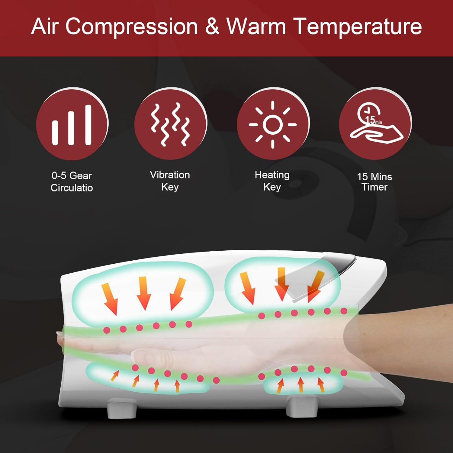 Xllent Hand Massager with Compression & Heating,Valentines Day Gifts for Her Him,Electric Hand Massager for Arthritis and Carpal Tunnel,Gifts for Women Men Her Him(White) - Image 2