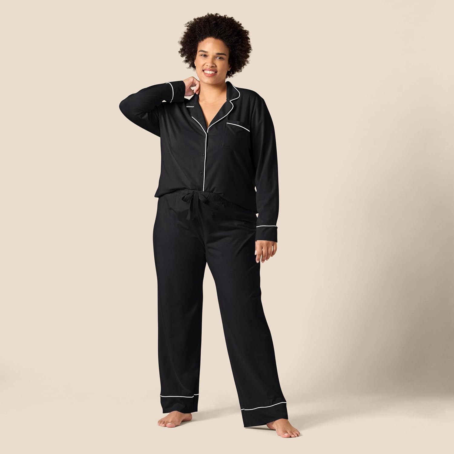 Amazon Essentials Women's Cotton Modal Long-Sleeve Shirt and Full-Length Bottom Pajama Set - Image 6