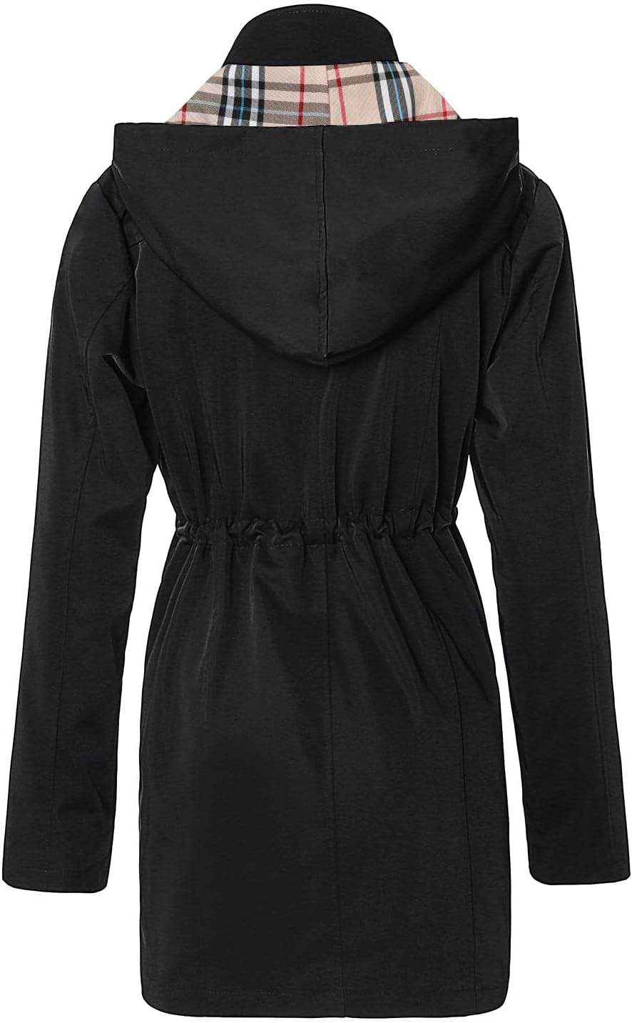 SaphiRose Women's Long Hooded Rain Jacket Outdoor Raincoat Windbreaker - Image 2