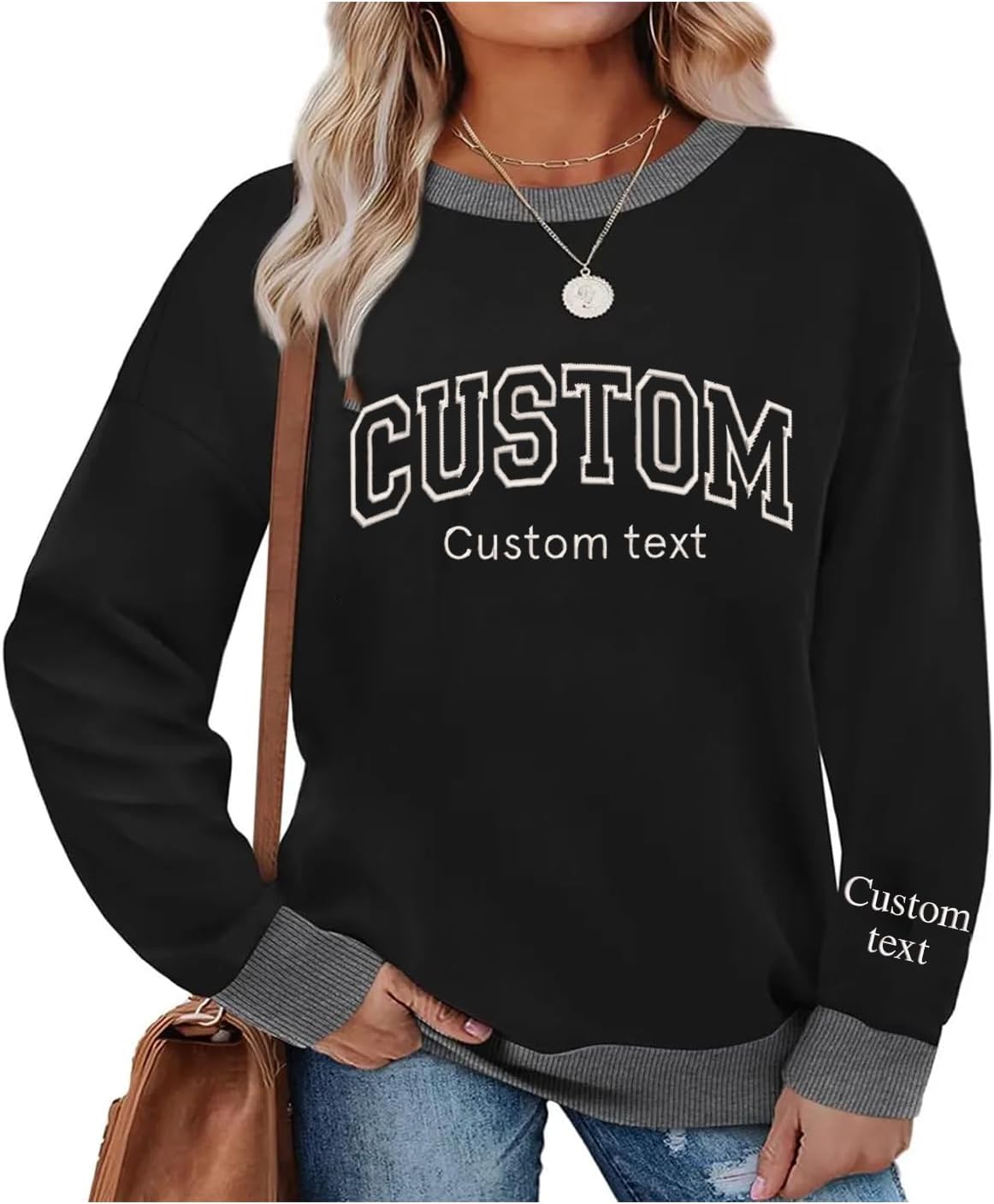 POPPOP Personalized Embroidered Sweatshirt and Hoodie Design Your Own, Personalized Sweatshirt Embroidered Hoodie, Custom Text On Sleeve, Customized Sweatshirts, Gifts for Mothers Day, Christmas