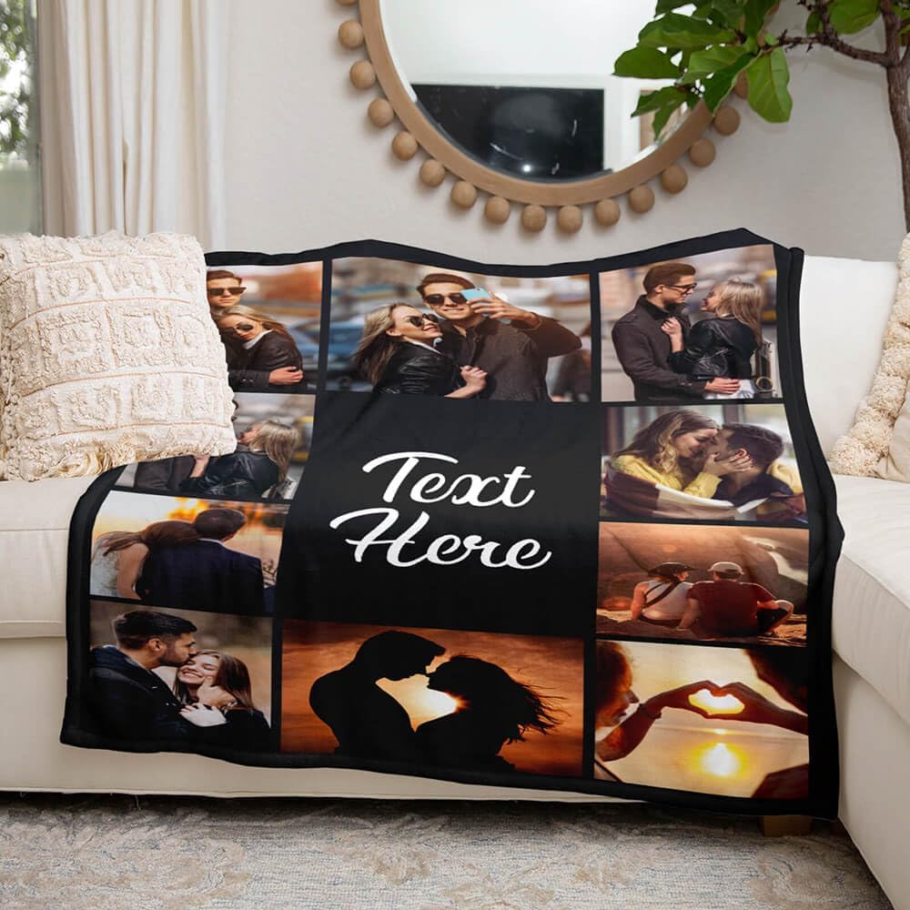 Custom Blanket Throws with Photos Text Personalized with Picture Customizable, Customize for Mom, Dad, Couple, Girlfriend, Boyfriend, Husband & Wife - Image 3