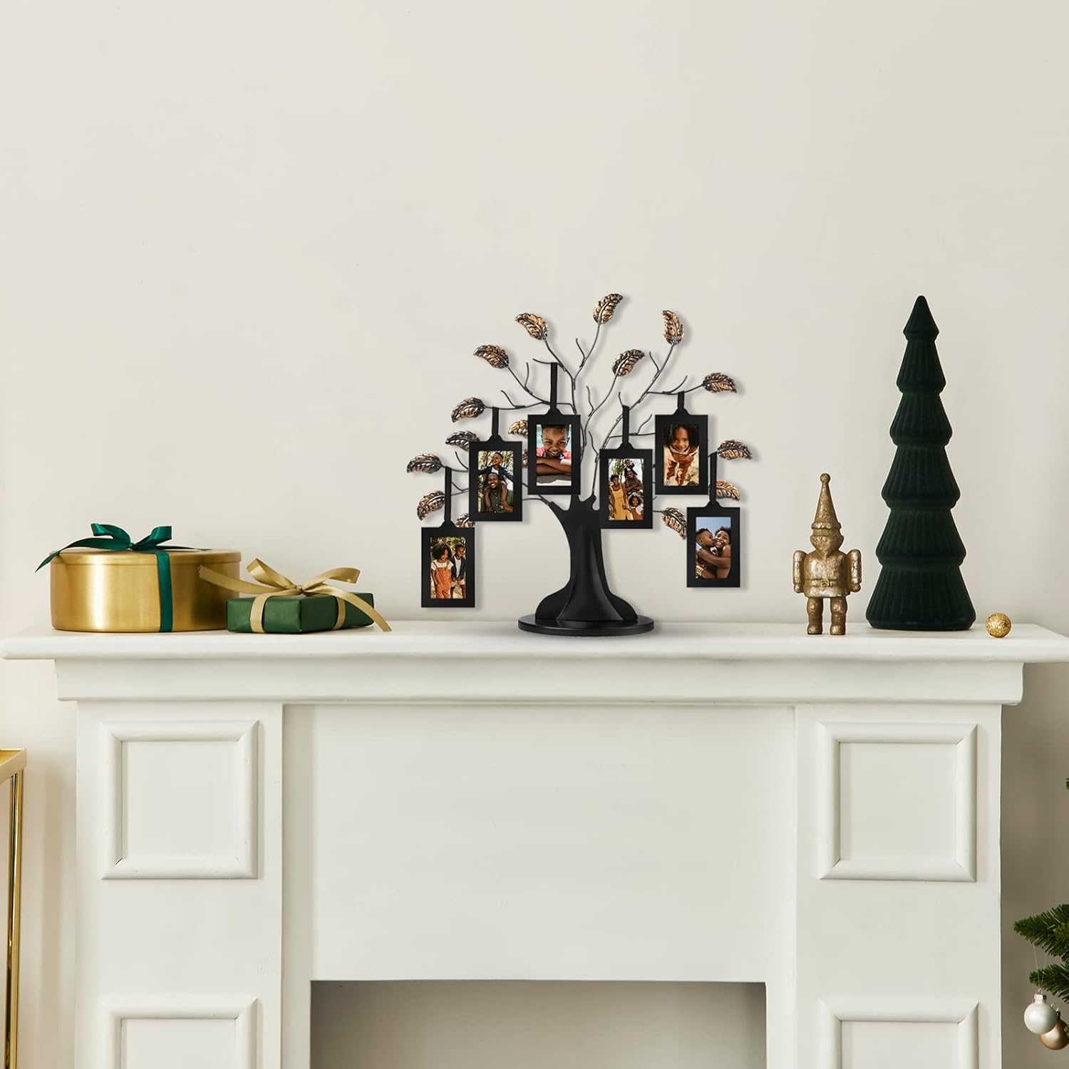 Americanflat Family Tree Picture Frame - Includes 6 Hanging 2x3 Picture Frames - Adjustable Ribbon Tassels - Ideal as Mother’s Day Gifts, Birthday Gifts, or Christmas Decor - Black and Bronze - Image 8