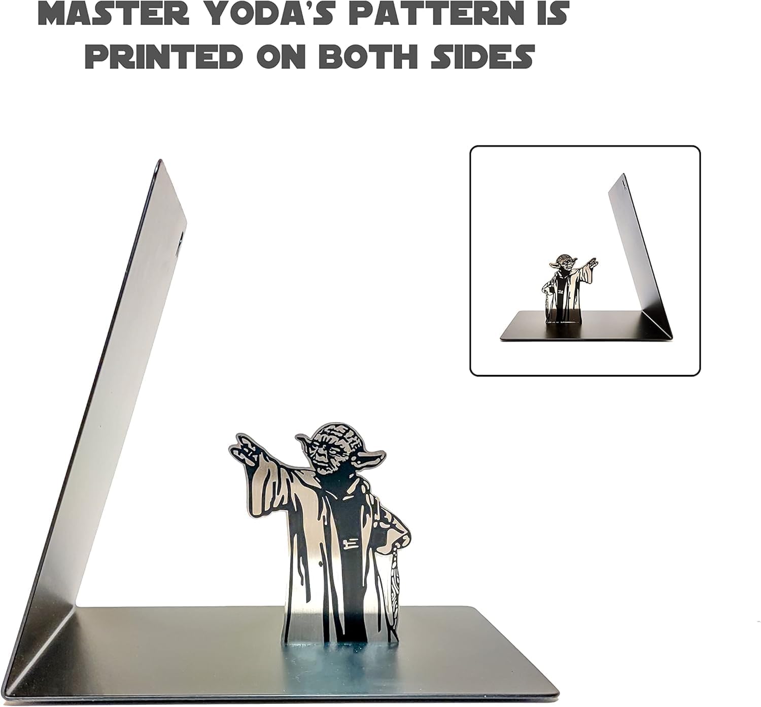 Master Yoda Force Metal Bookend, Double-Sided Printing Yoda Pattern, Creative Gift for Star War Lovers - Image 3