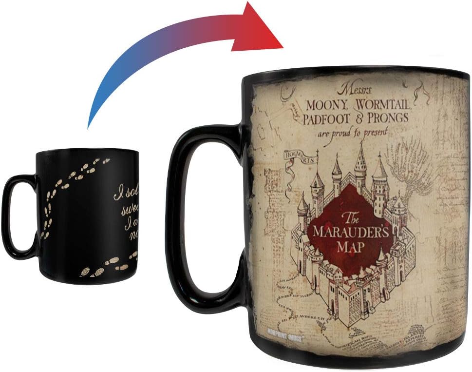 Morphing Mugs Harry Potter - Marauder's Map - I Solemnly Swear – 16 oz Large Ceramic Heat Sensitive Clue Mug – Full image revealed when HOT liquid is added
