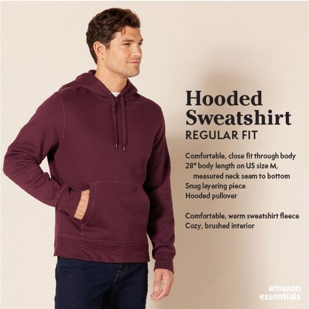 Amazon Essentials mens Pullover Sweatshirt Hoodie, Big & Tall Options Available - Image 2