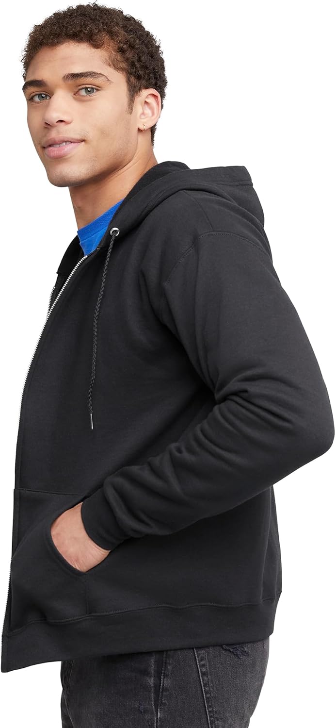 Hanes mens Zip-up Hoodie, Ecosmart Fleece Full-zip Hoodie for Men, Hooded Sweatshirt - Image 4