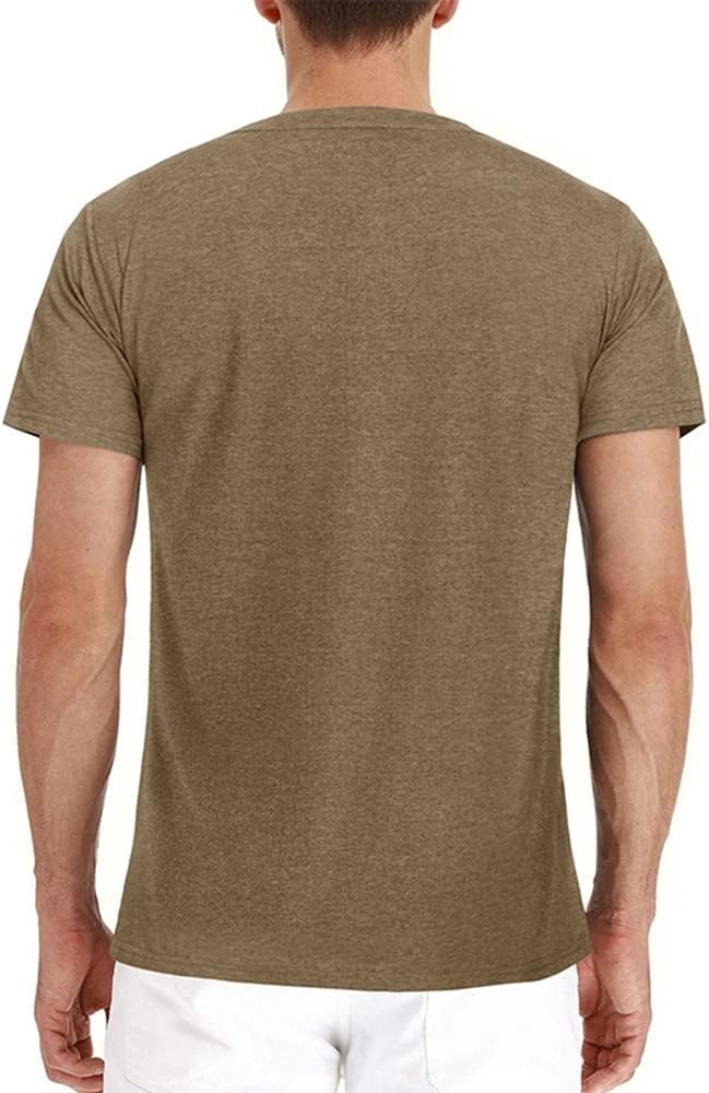 Mens Casual Short Sleeve Henley Shirts Fashion Button T Shirts with Pocket - Image 2