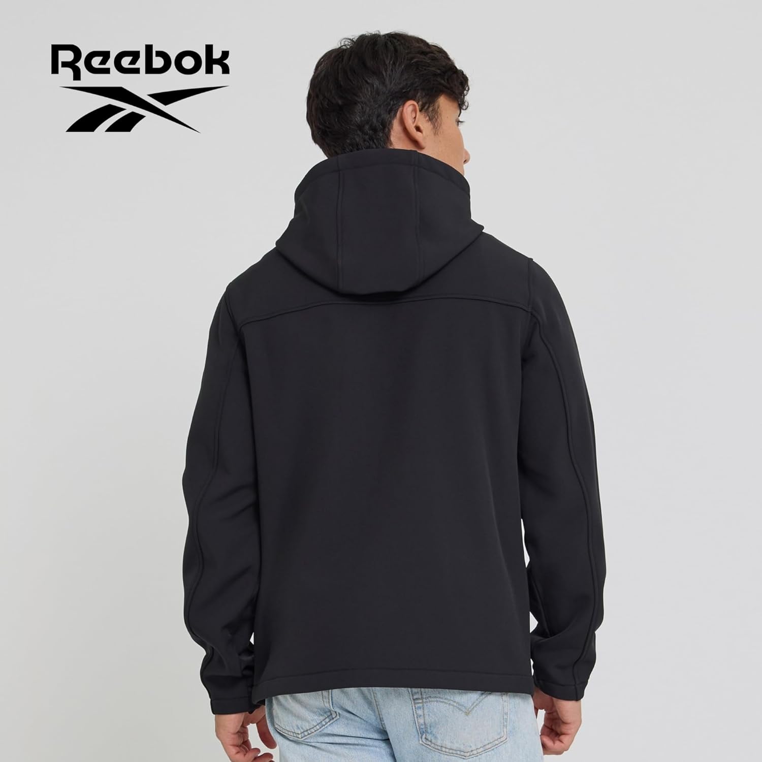 Reebok Waterproof Soft Shell Rain Jacket Men - Rain Coat, Softshell Windbreaker with Hood - Image 7