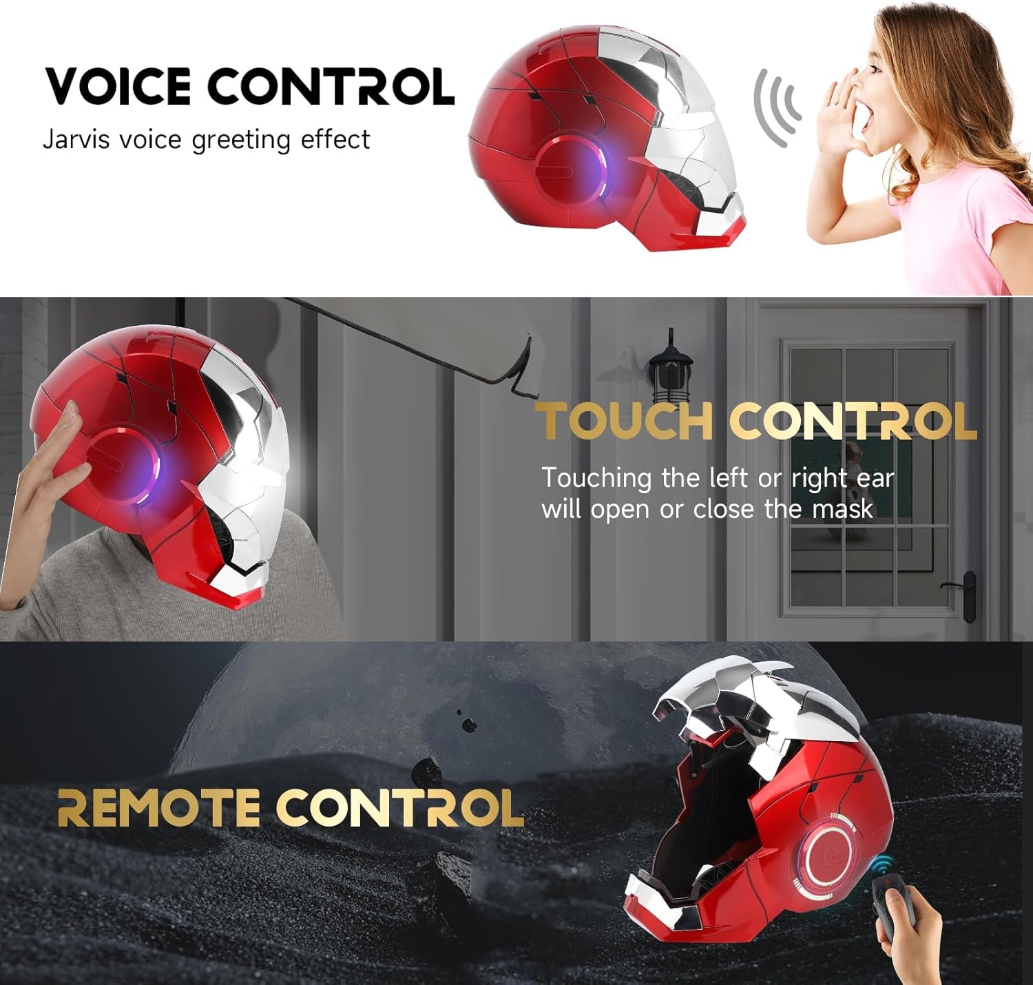 Iron-Man MK 5 Wearable Electronic Helmet: Voice & Remote Controlled, LED Eyes & Sound Effects, Perfect Super Hero Movie Prop and Figure for Adults Collectors- Ideal Gift for Halloween & Christmas - Image 2