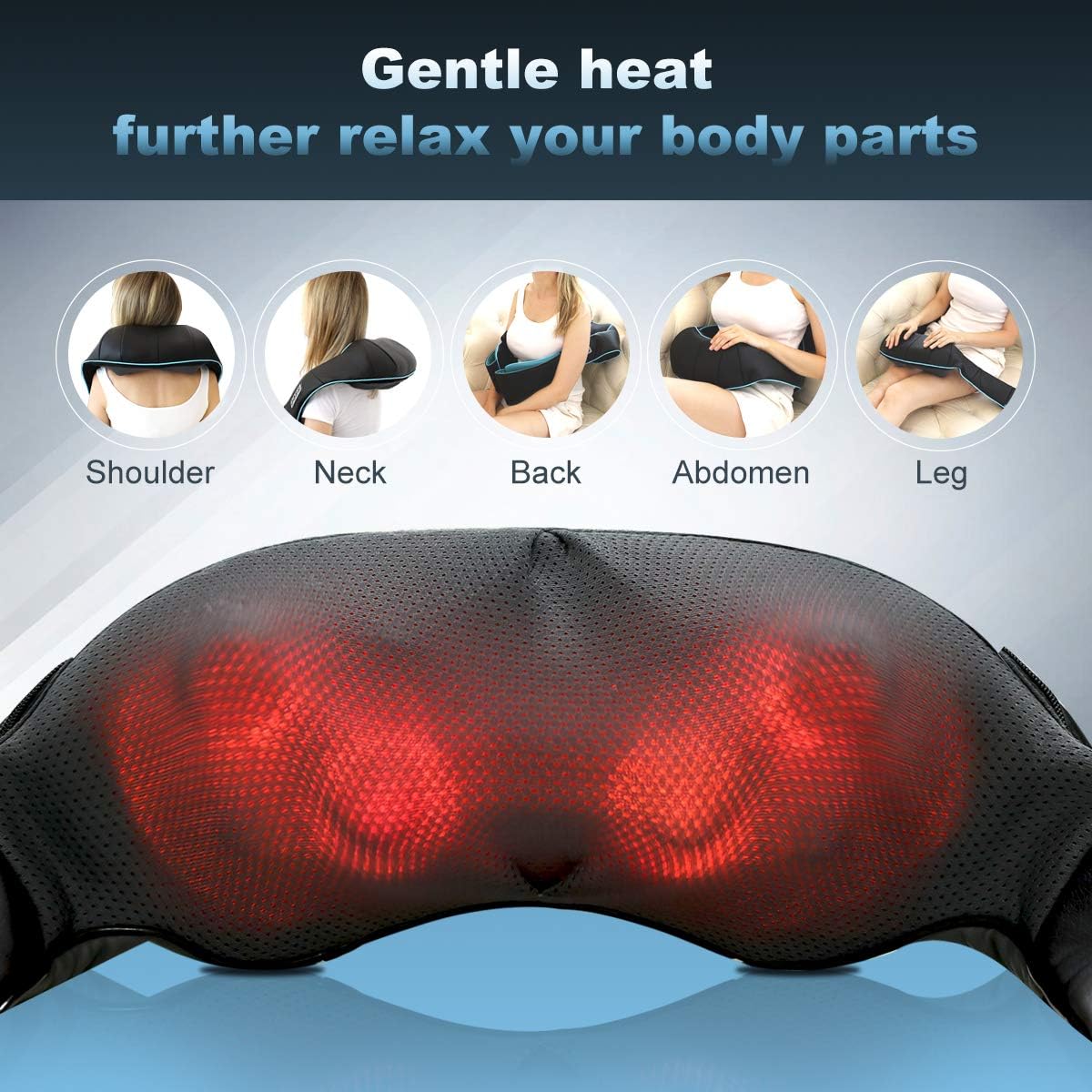 Mo Cuishle Shiatsu Back Shoulder and Neck Massager with Heat, Electric Deep Tissue 4D Kneading Massage, Best Gifts for Women Men Mom Dad, Fathers Day, Mothers Day, Christmas Gifts - Image 4