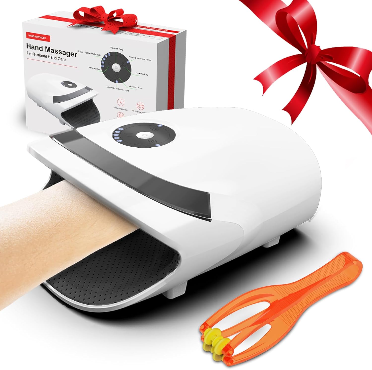Xllent Hand Massager with Compression & Heating,Valentines Day Gifts for Her Him,Electric Hand Massager for Arthritis and Carpal Tunnel,Gifts for Women Men Her Him(White)