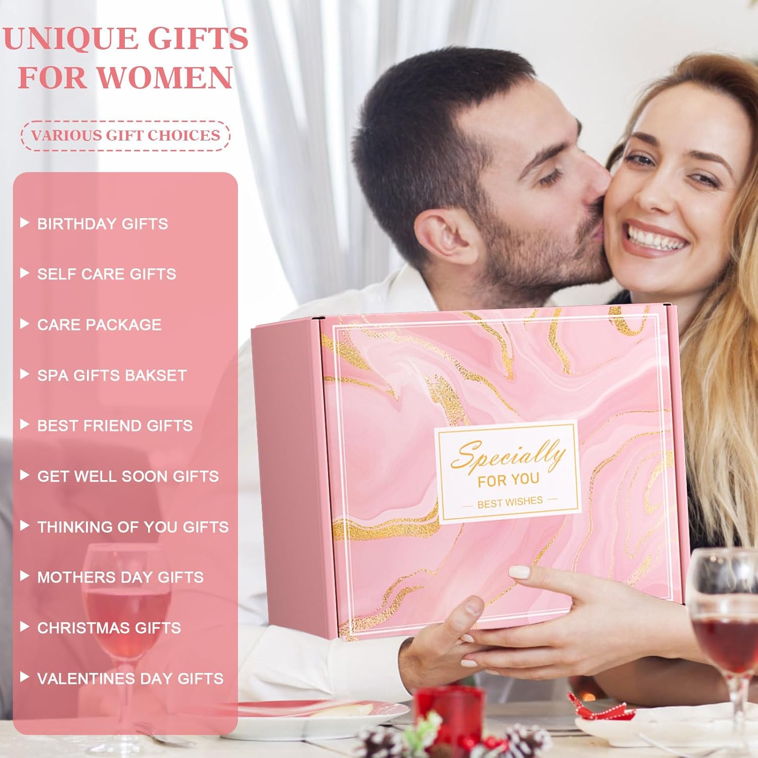 Birthday Gifts for Women Self Care Gift Set, Pink Relaxing Spa Gifts Basket Women Care Package Get Well Soon Gifts, Unique Christmas Presents for Mom Her Wife Sister Grandma, Thinking of You Gifts - Image 4