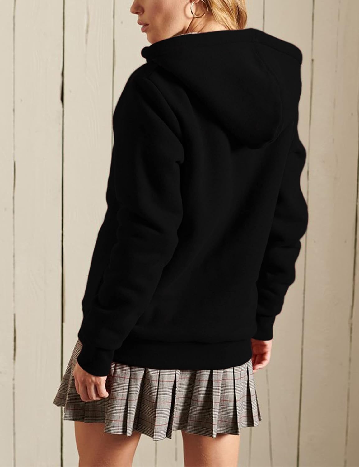 Yeokou Women's Casual Full Zip Up Sherpa Lined Hoodie Sweatshirt Jacket Coat - Image 5