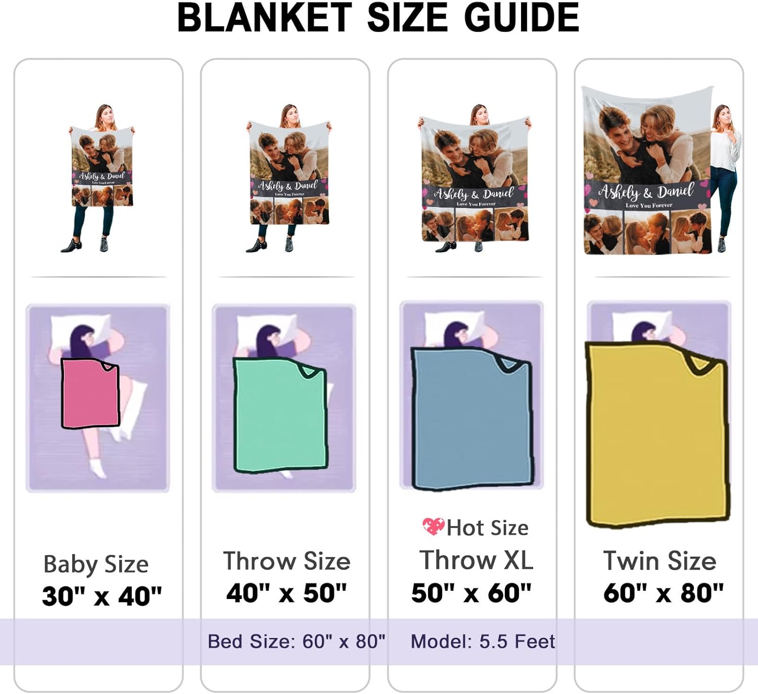 DayOfShe Ships Next Day, Personalized Blankets for Couples Photo Blankets for Girlfriend Boyfriend, Custom Blankets Flannel Blanket for Boyfriend Birthday Gift - Image 4