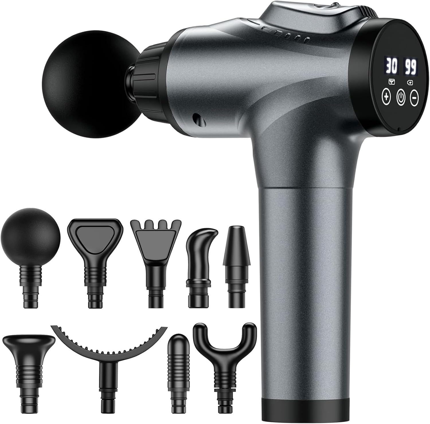 Massage Gun, Muscle Massage Gun for Athletes Handheld Electric Deep Tissue Back Massager, Percussion Massage Device for Pain Relief with 30 Speed Levels 9 Heads pcs