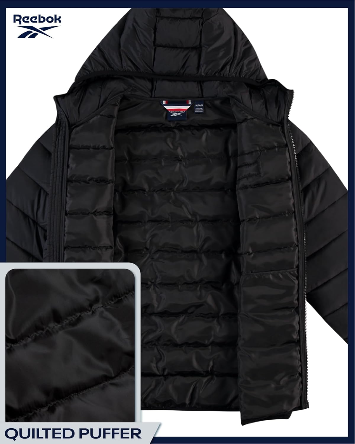 Reebok Mens Puffer Jacket - Lightweight Quilted Glacier Shield Plus Size Puffer Jackets for Men - Insulated Mens Winter Coats - Image 4
