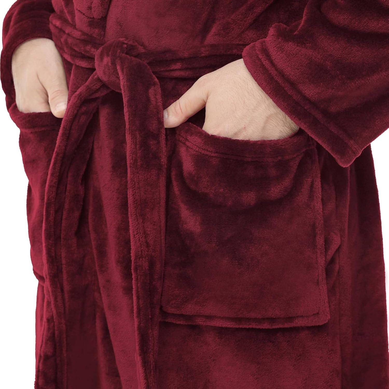 Yurhap Mens Fleece Robe, Soft Plush Robe for Men, Fluffy Bathrobe with Belt & 2 Pockets - Image 5