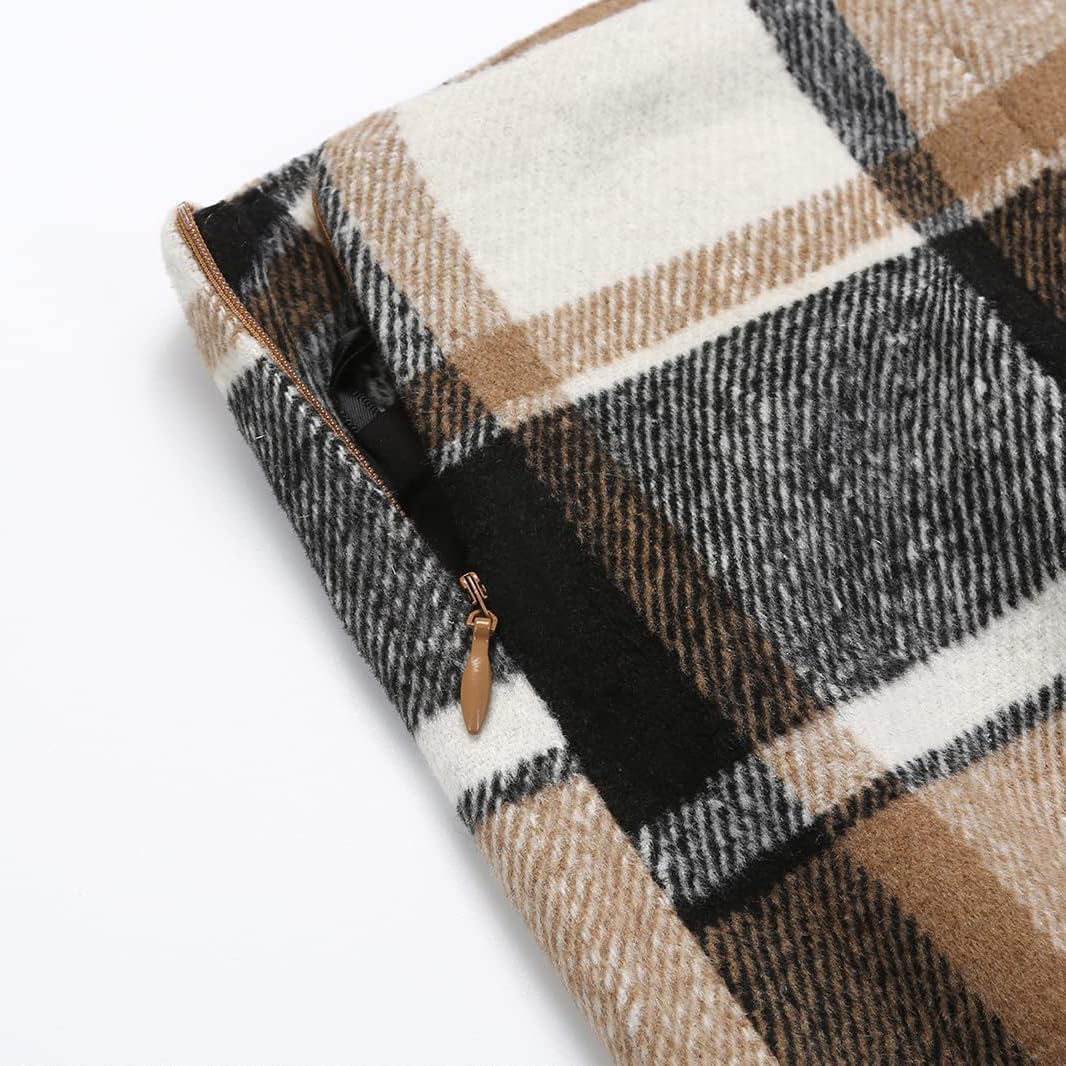 Plaid Mini Skirt for Women High Waist A line Bodycon Pencil Fall Skirts - Image 5