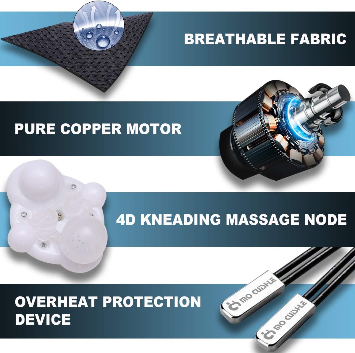 Mo Cuishle Shiatsu Back Shoulder and Neck Massager with Heat, Electric Deep Tissue 4D Kneading Massage, Best Gifts for Women Men Mom Dad, Fathers Day, Mothers Day, Christmas Gifts - Image 6